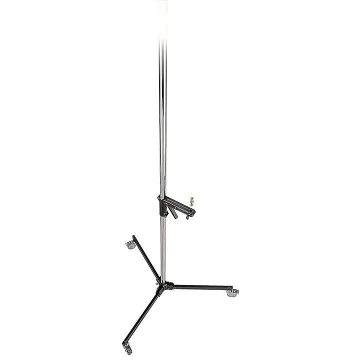 Chrome Column Light Stand w/ Locking Wheels, Removable Base